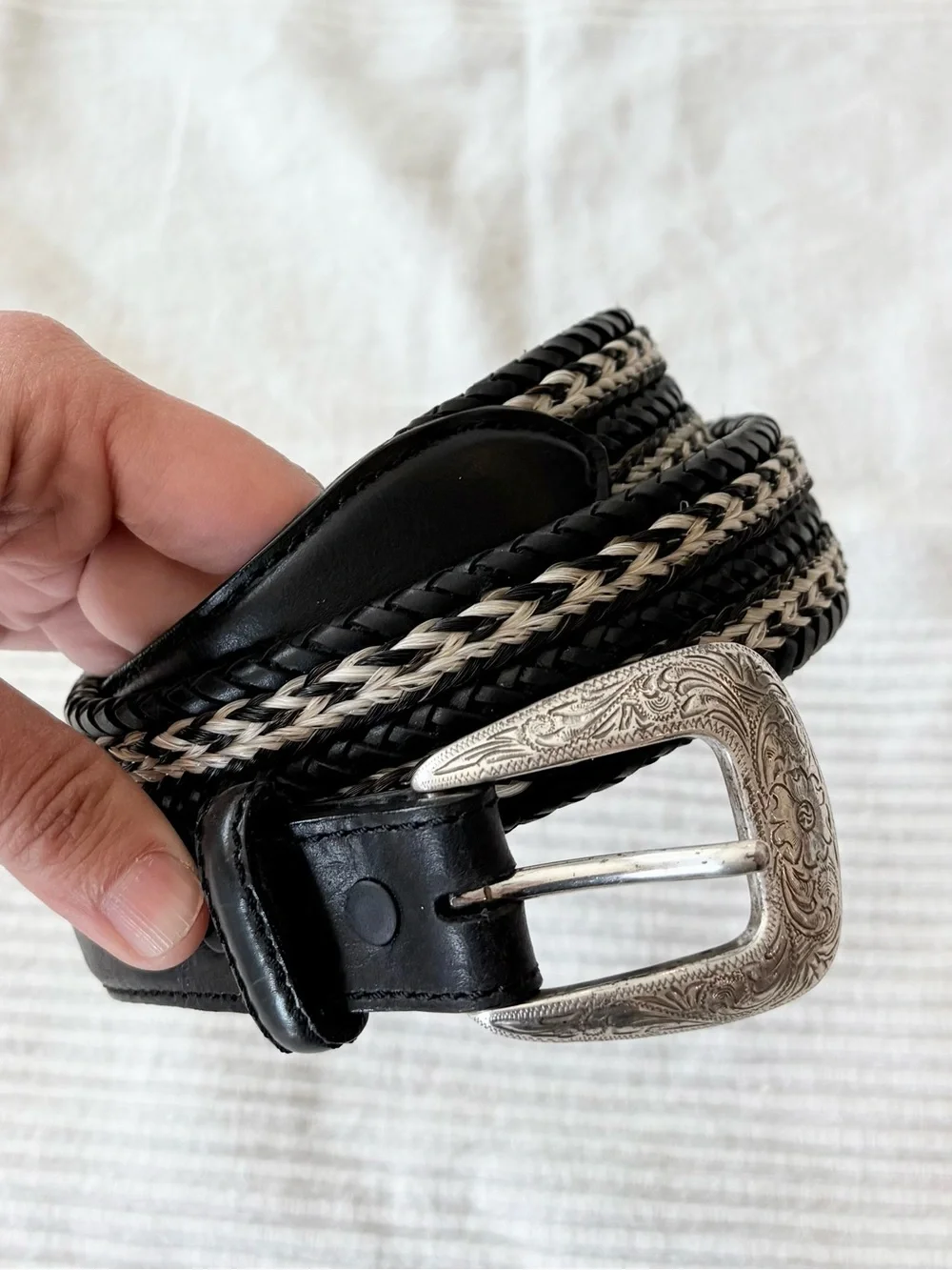 Justin Western Braided Black Leather Belt - Picture 3 of 15